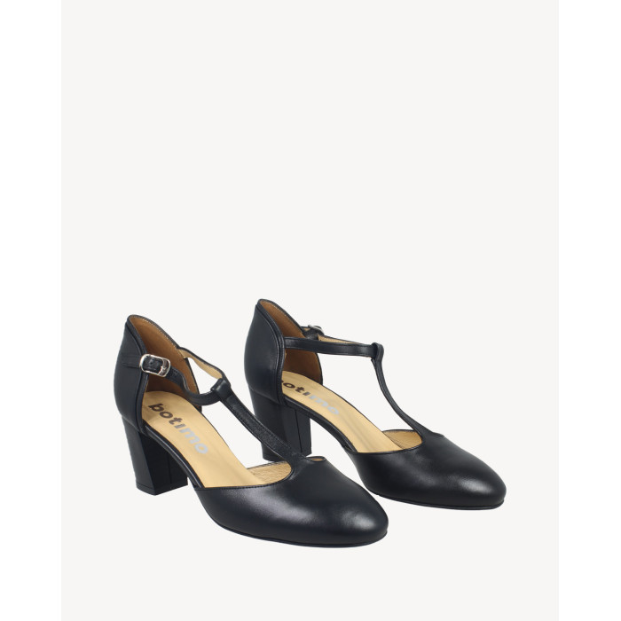 Czarne sandały na 5 cm obcasie skóra lico