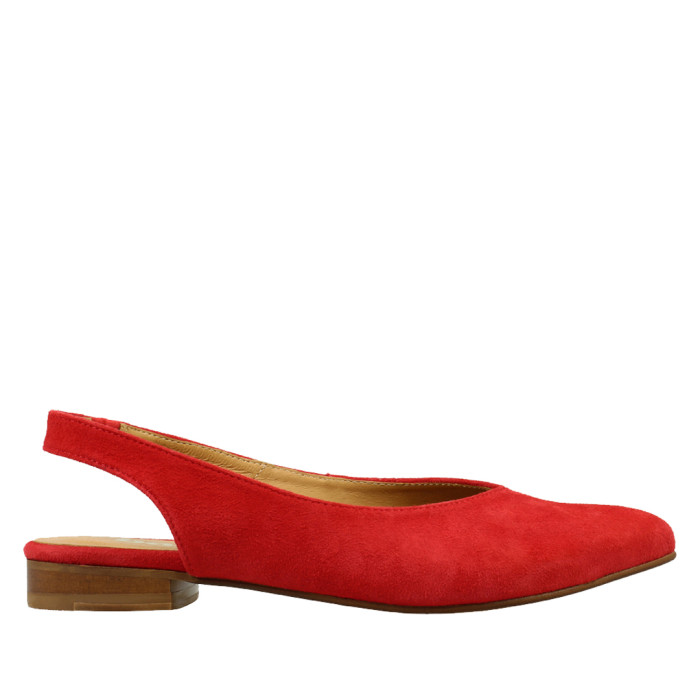 Czerwone sandały zamszowe na płaskim obcasie