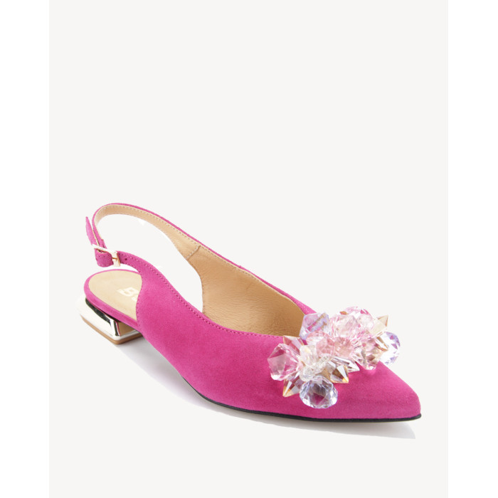 Różowe czółenka z odkrytą piętą na niskim obcasie