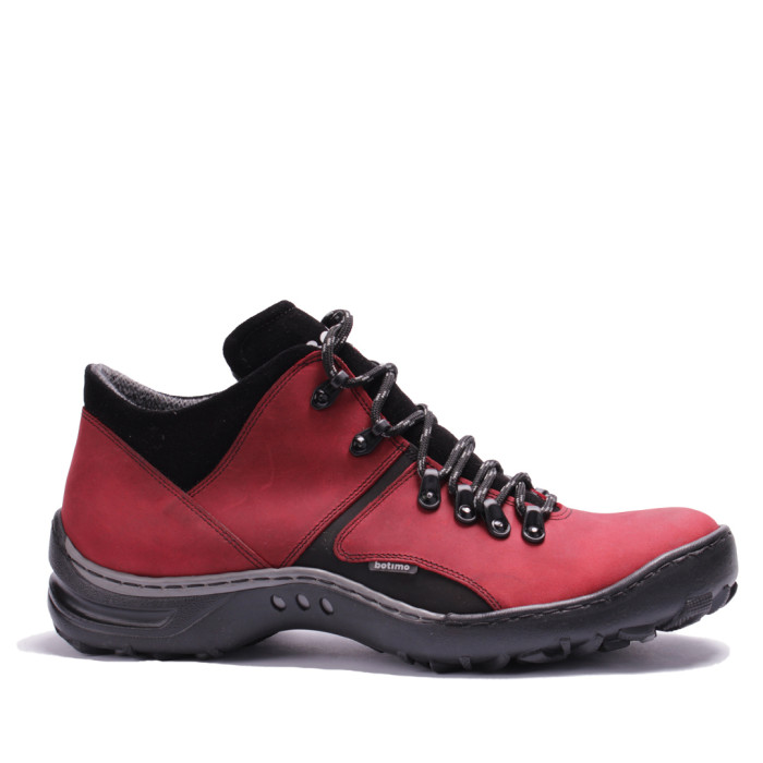 Men's red leather trekking boots BOTIMO