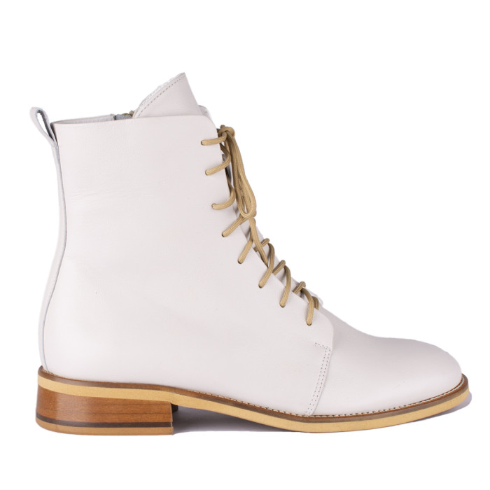 Białe botki ze skóry licowej BOTIMO