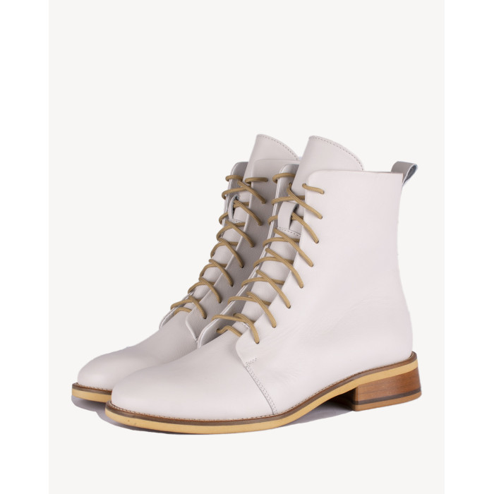 Białe botki ze skóry licowej BOTIMO