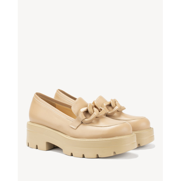 Beige leather moccasin BOTIMO