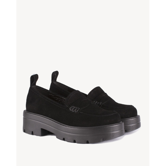 Czarne mokasyny skóra welurowa BOTIMO