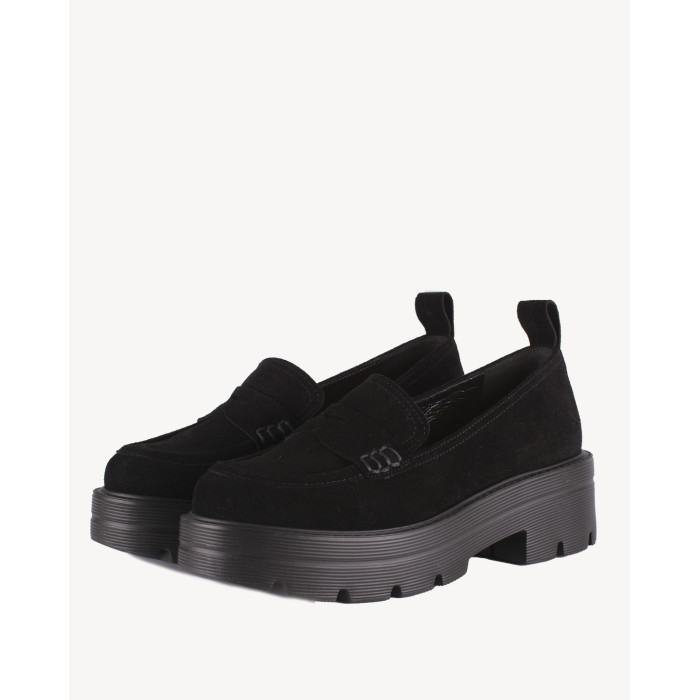 Czarne mokasyny skóra welurowa BOTIMO