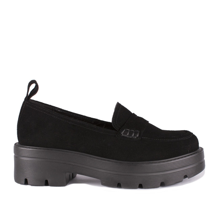 Czarne mokasyny skóra welurowa BOTIMO
