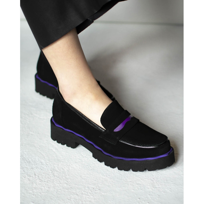 Black velour moccasin BOTIMO