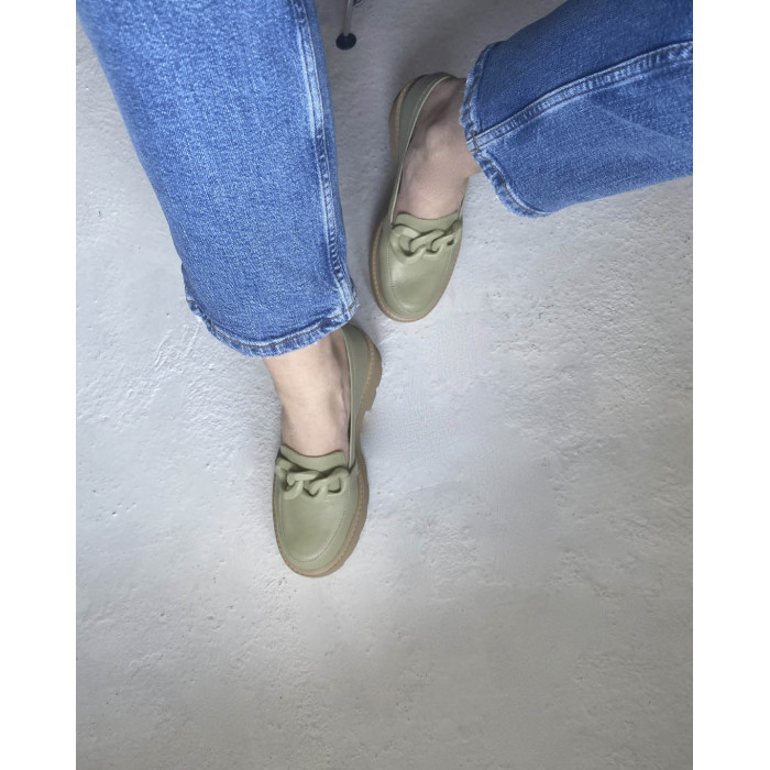 Green leather moccasin BOTIMO