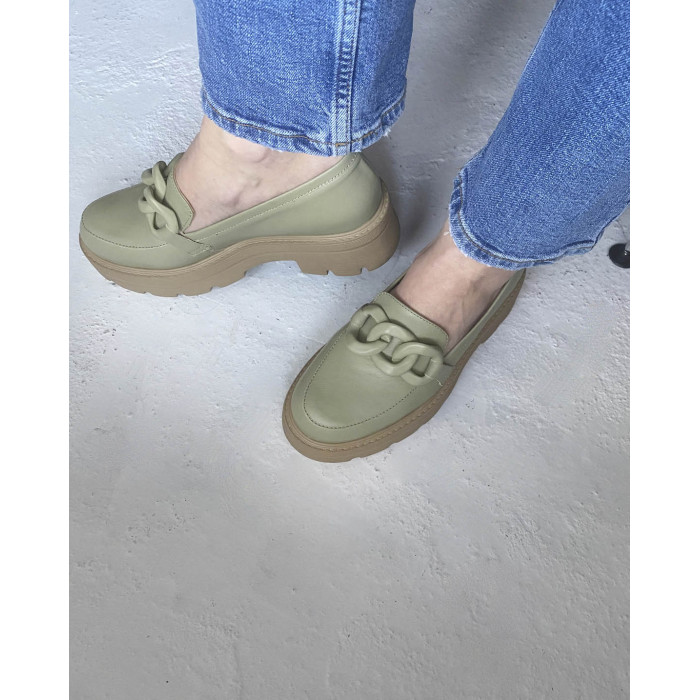 Green leather moccasin BOTIMO