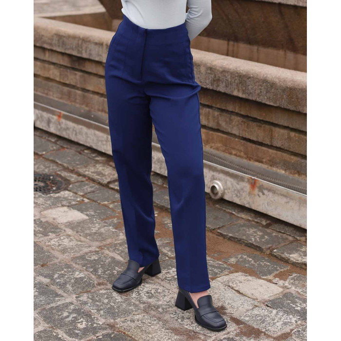 Granatowe czółenka skórzane na 6cm klocku