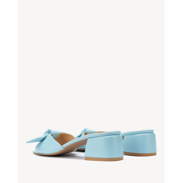 Women's Blue Flip-flops with heel 3cm leather