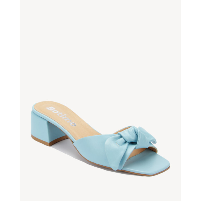 Women's Blue Flip-flops with heel 3cm leather