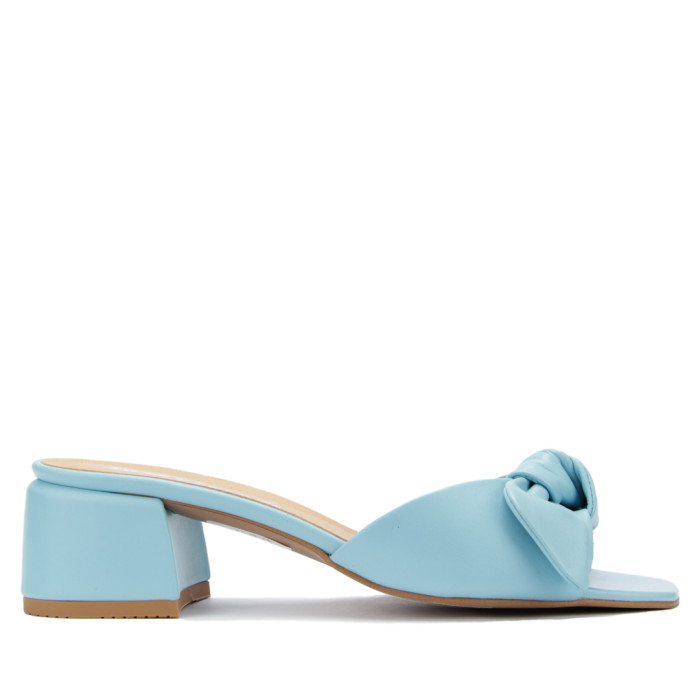 Women's Blue Flip-flops with heel 3cm leather