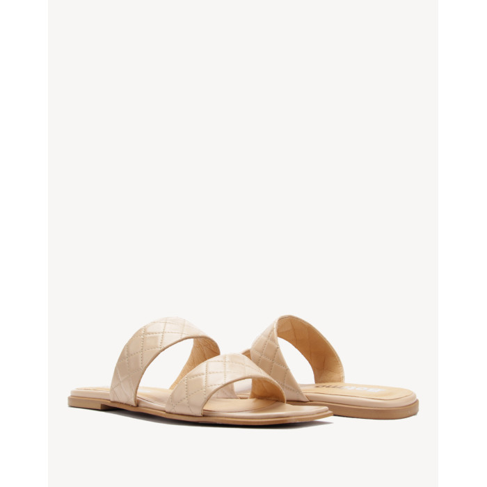 Polskie Damskie Beżowe Klapki skóra naturalna