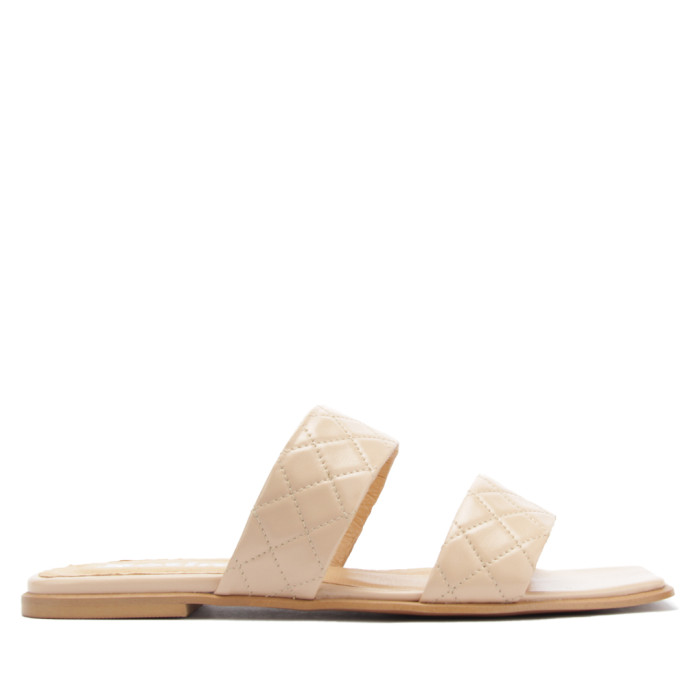 Polskie Damskie Beżowe Klapki skóra naturalna