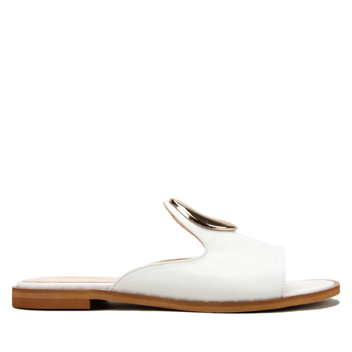 Polskie Damskie Białe Klapki skóra naturalna