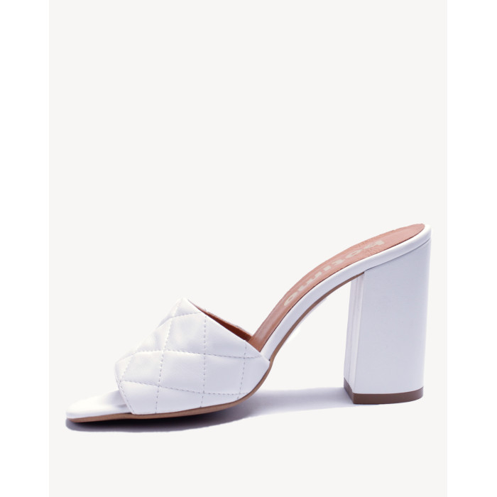 Damskie Białe Klapki na obcasie 9 cm skóra PL