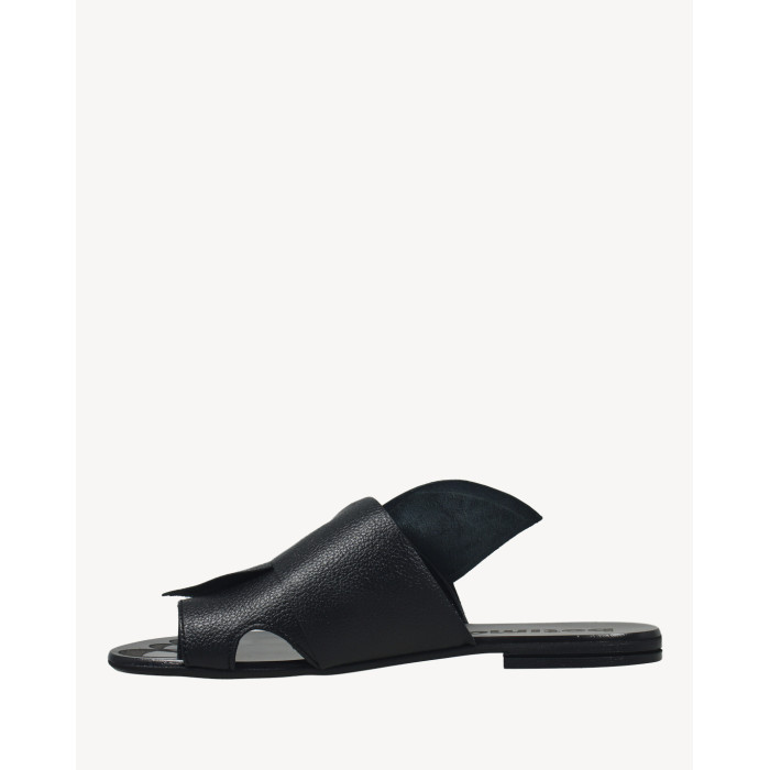 Polish Women's Black Flip Flops natural leather