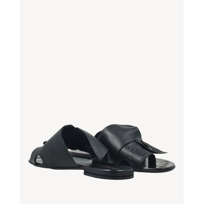 Polish Women's Black Flip Flops natural leather