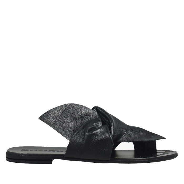 Polish Women's Black Flip Flops natural leather