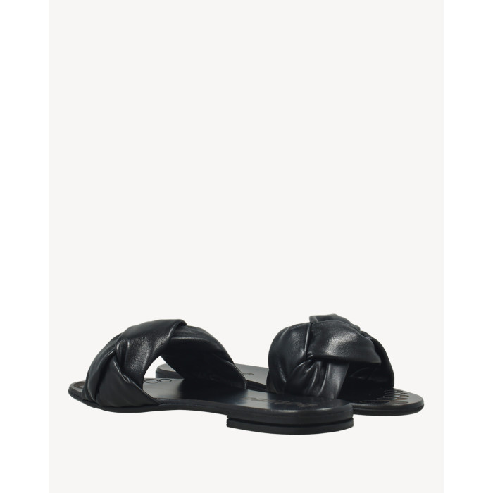 Polskie Damskie Czarne Klapki skóra naturalna