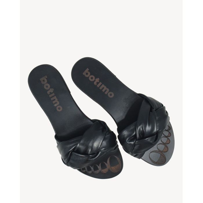 Polskie Damskie Czarne Klapki skóra naturalna