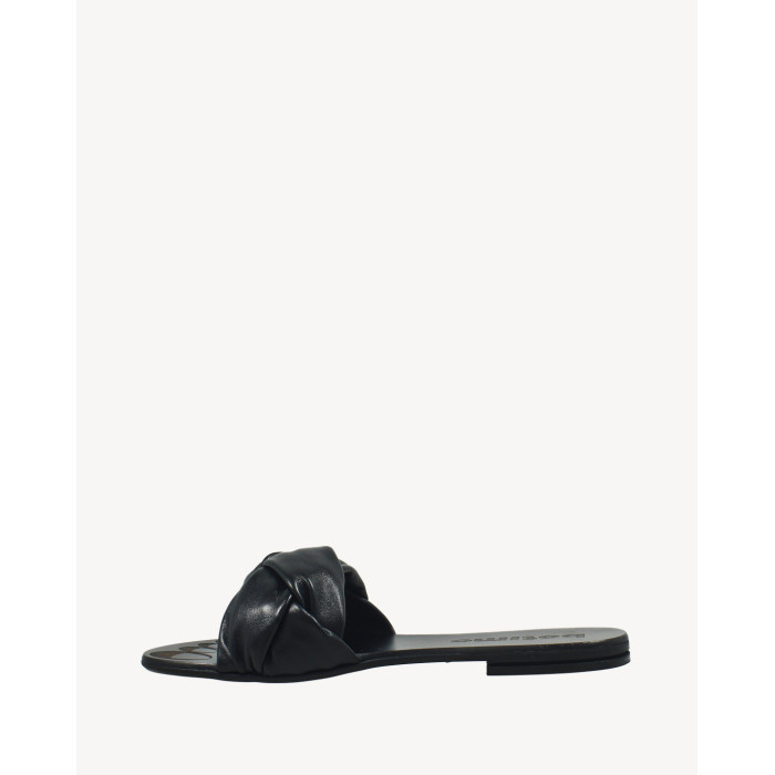 Polskie Damskie Czarne Klapki skóra naturalna