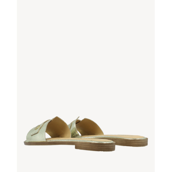 Polskie Damskie Złote Klapki skóra naturalna