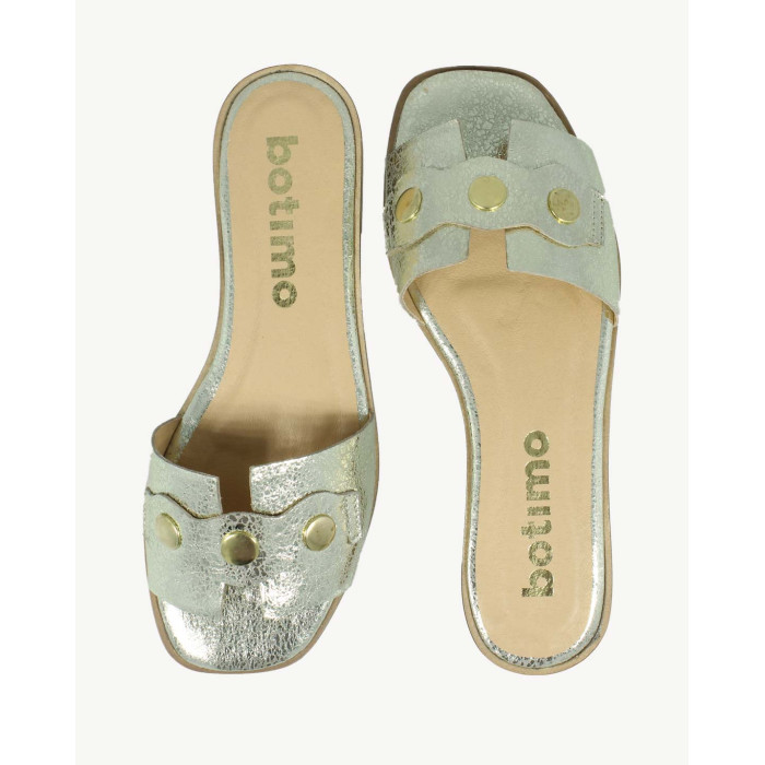 Polskie Damskie Złote Klapki skóra naturalna