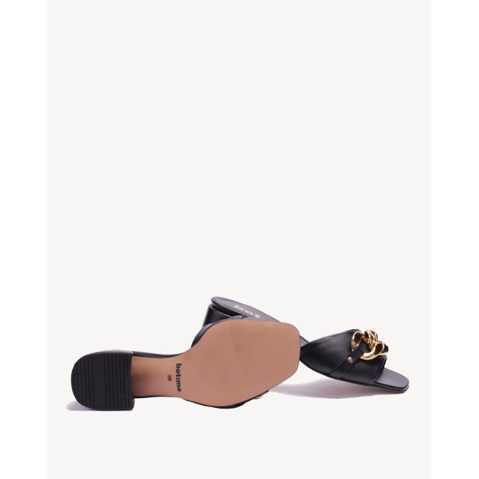 Damskie Czarne Klapki na obcasie 3 cm skóra PL