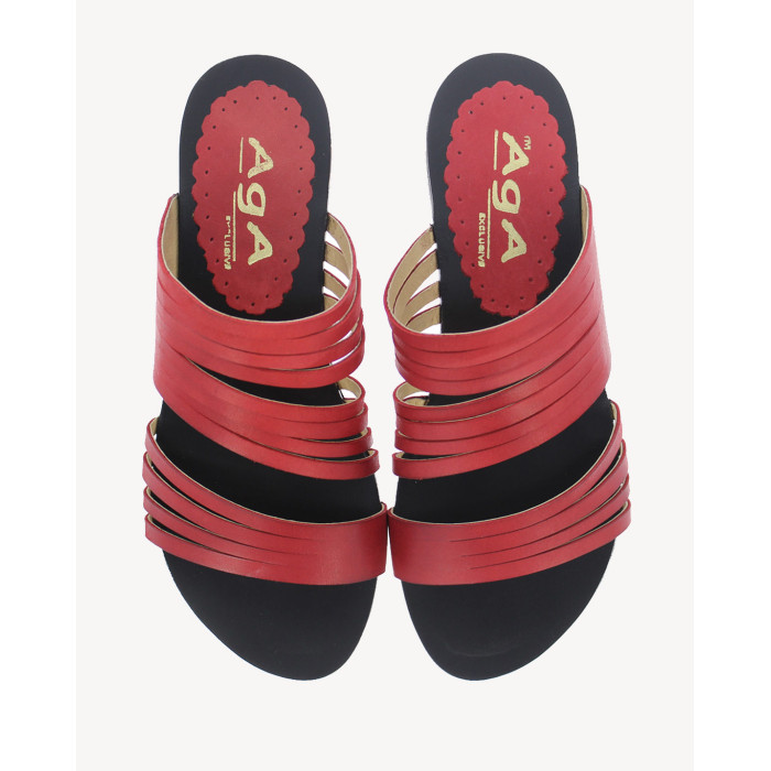 Polish Women's Red Flip Flops Leather Nature