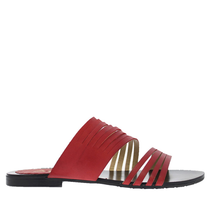 Polish Women's Red Flip Flops Leather Nature