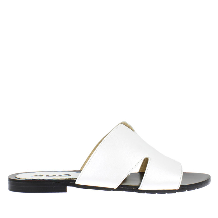 Polskie Damskie Białe Klapki skóra naturalna