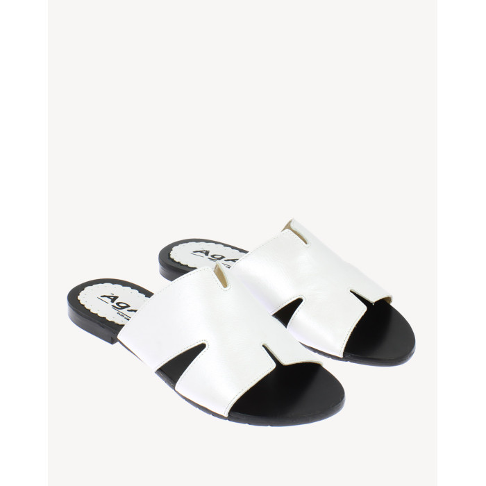 Polskie Damskie Białe Klapki skóra naturalna