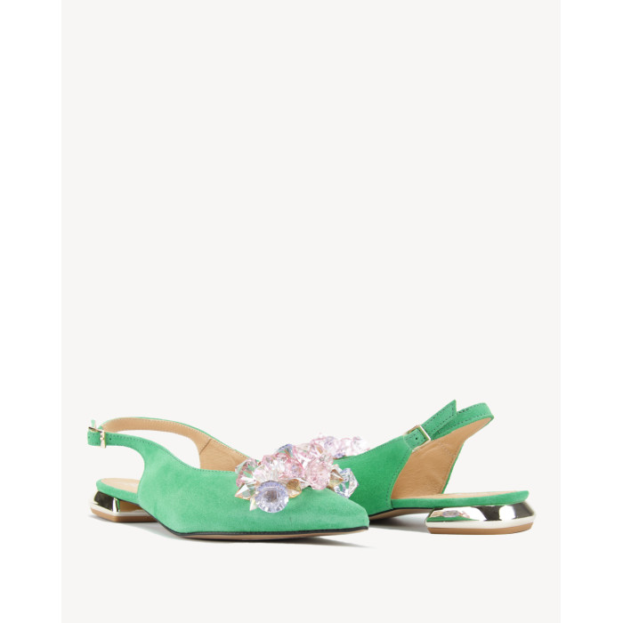 Damskie Zielone Czółenka skóra zamsz PL