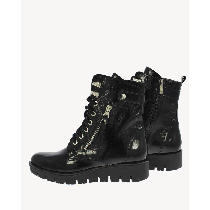 Czarne Botki ocieplane platforma 3 cm skórzane