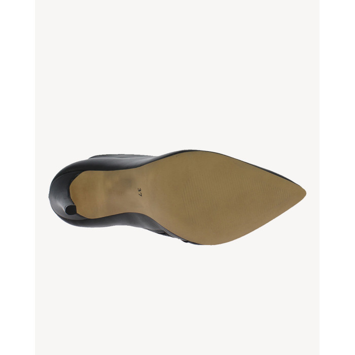 Czarne Botki ocieplane obcas 11 cm skórzane