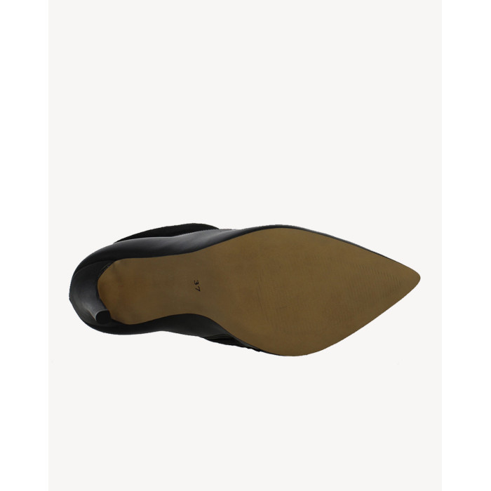 Czarne Botki ocieplane obcas 11 cm skórzane