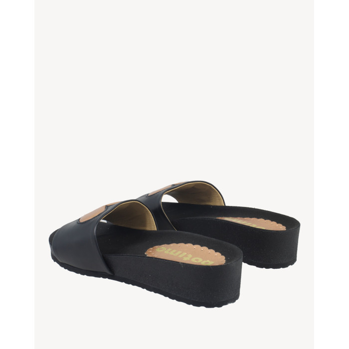 Polskie Damskie Czarne Klapki skóra naturalna