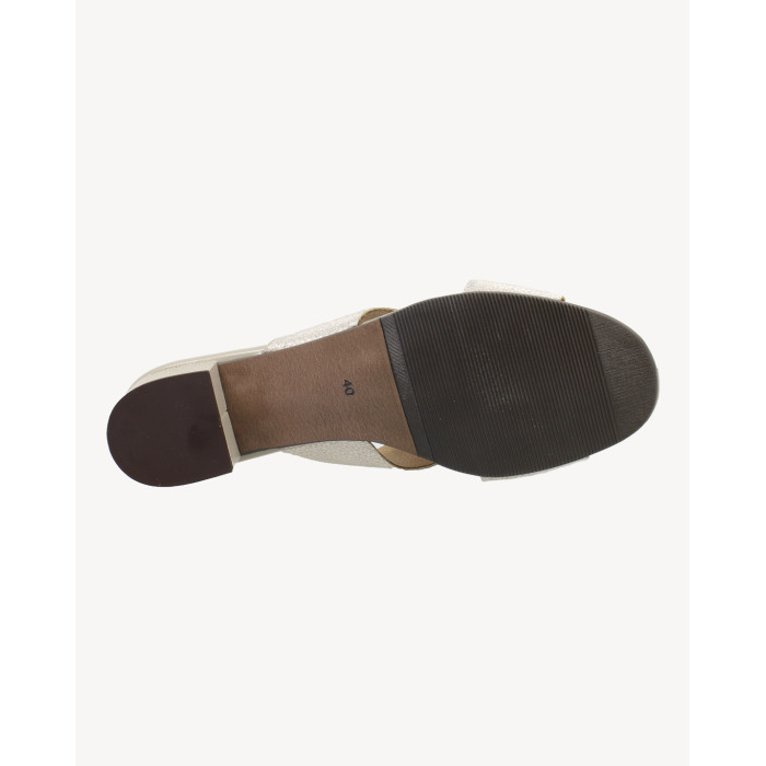 Women's Beige Flip Flops with 3 cm heel leather PL