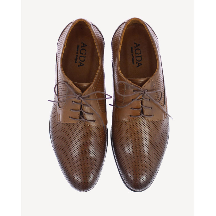 Brązowe półbuty wizytowe skórzane AGDA