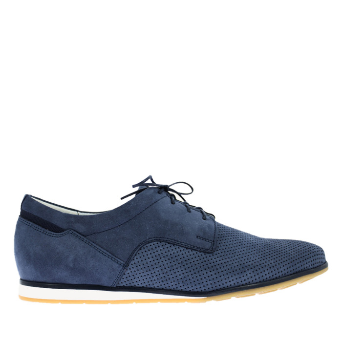 Navy blue leather half shoes AGDA
