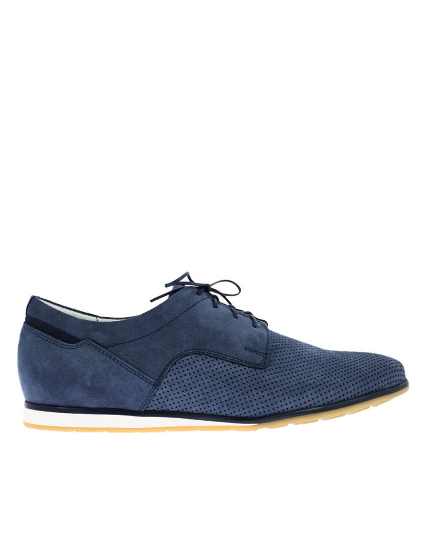 Navy blue leather half shoes AGDA