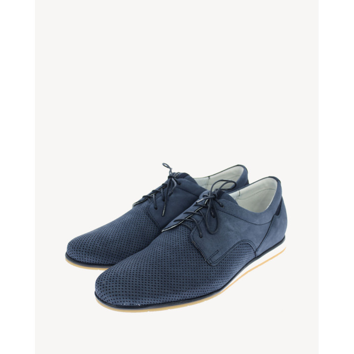 Navy blue leather half shoes AGDA