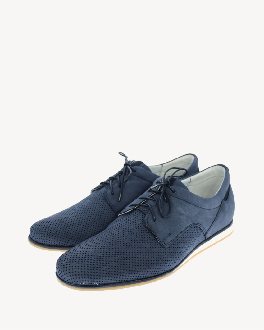 Navy blue leather half shoes AGDA