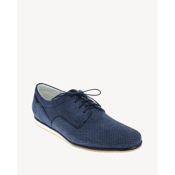 Navy blue leather half shoes AGDA