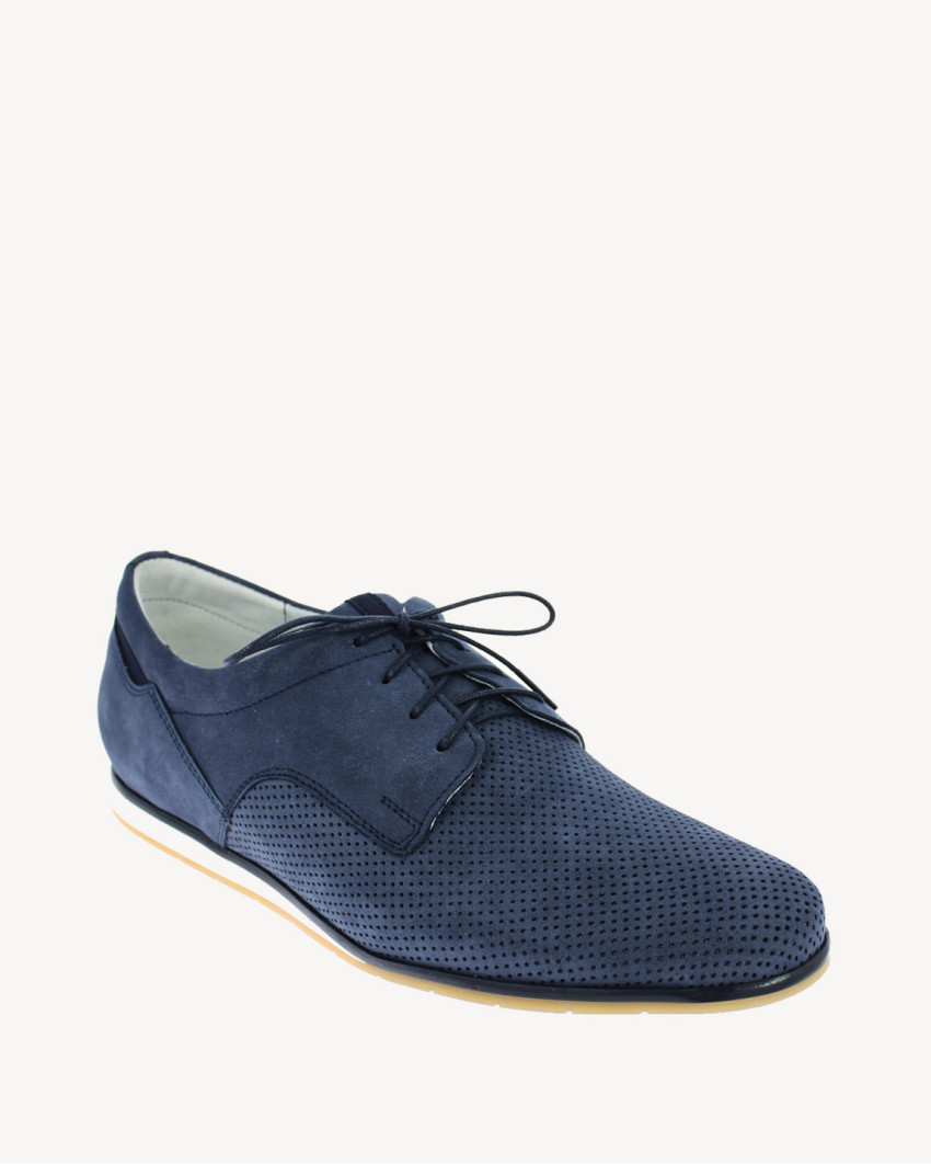 Navy blue leather half shoes AGDA