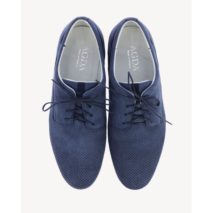 Navy blue leather half shoes AGDA