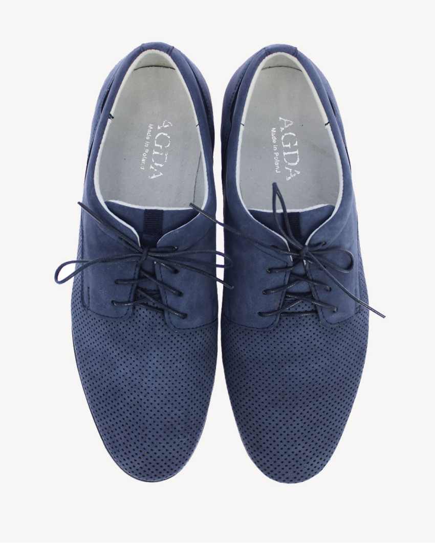 Navy blue leather half shoes AGDA