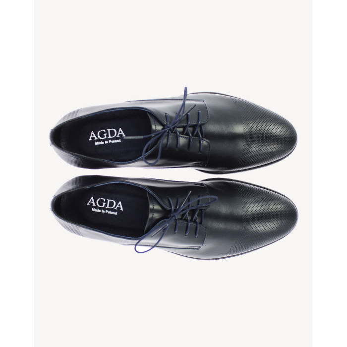Navy blue formal leather half shoes AGDA